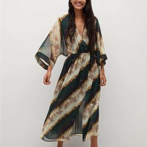 🇺🇸SALE🎈 MNG • Flowy Printed Dress • size 6 • Neutral Greens •